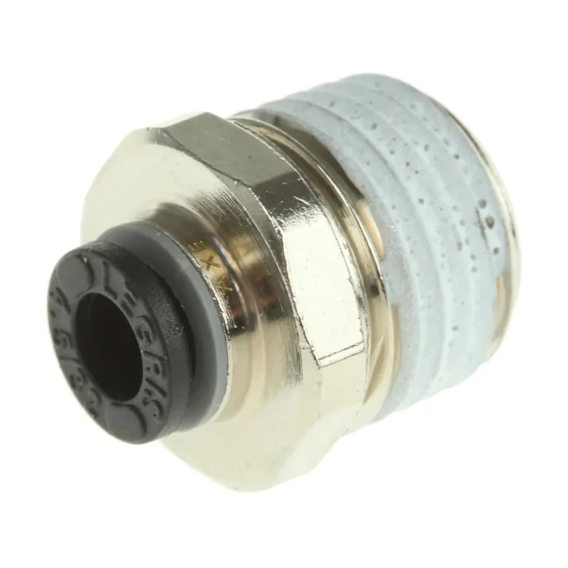 Legris Pneumatic Fitting LF3000 Series Male 1/4 in R Threaded-to-Tube Push-in 4mm Nickel Plated Brass LF3000
