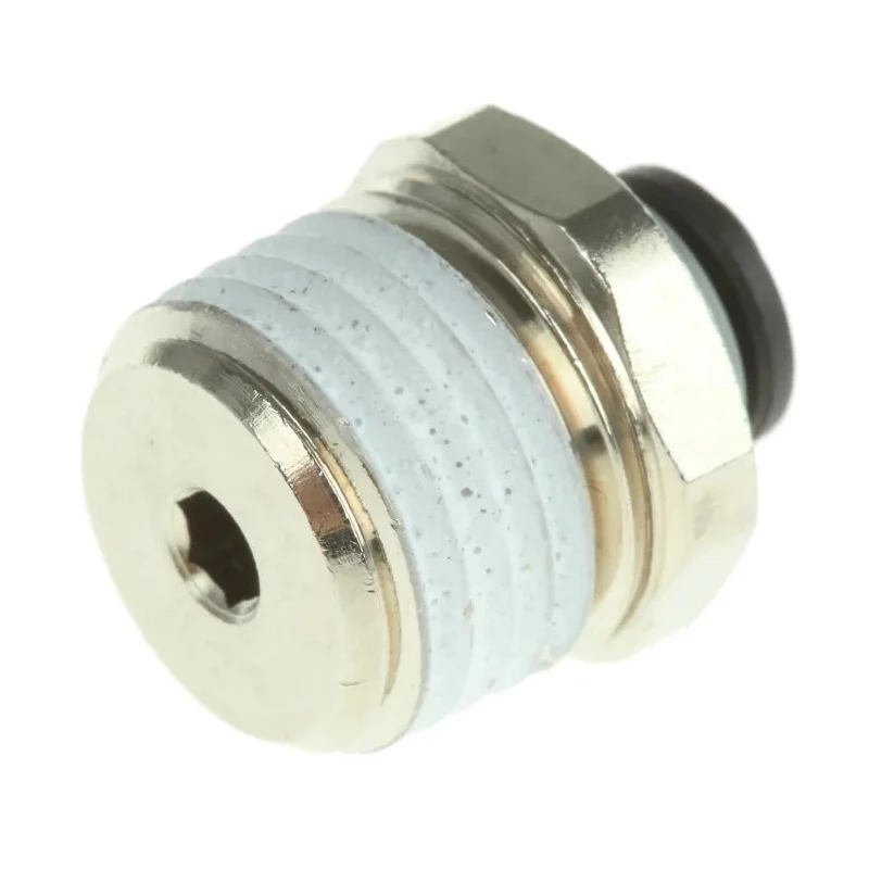 Legris Pneumatic Fitting LF3000 Series Male 1/4 in R Threaded-to-Tube Push-in 4mm Nickel Plated Brass LF3000