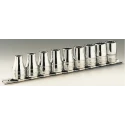 Facom 1/2" Drive 9-Piece 12 Point Socket Set S.41E, Chrome Vanadium Steel, Bright Chrome Finish, France