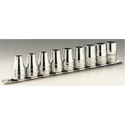 Facom 1/2" Drive 9-Piece 12 Point Socket Set S.41E, Chrome Vanadium Steel, Bright Chrome Finish, France