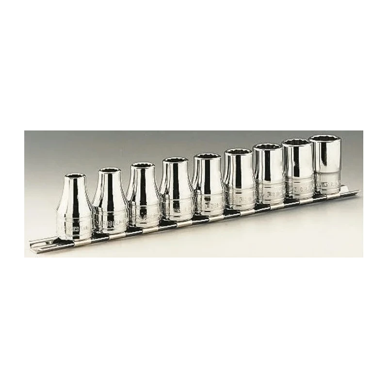 Facom 1/2" Drive 9-Piece 12 Point Socket Set S.41E, Chrome Vanadium Steel, Bright Chrome Finish, France