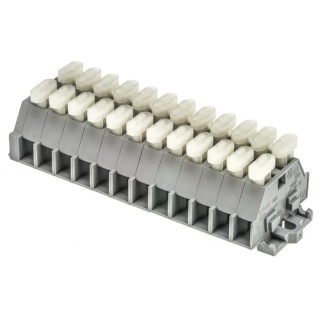 WAGO 261 Series Terminal Strip Grey 2.5mm² 1-Level Clamp 12 Positions 500V 24A 261-112/341-000