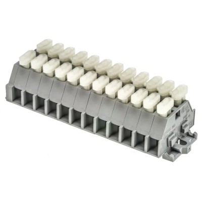 WAGO 261 Series Terminal Strip Grey 2.5mm² 1-Level Clamp 12 Positions 500V 24A 261-112/341-000