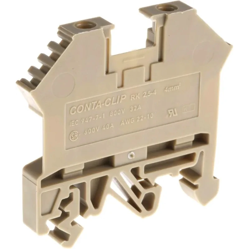 RS PRO DIN Rail Terminal Block Beige, Screw Termination, 0.2mm² to 4 mm², 40A, 800V 815-666