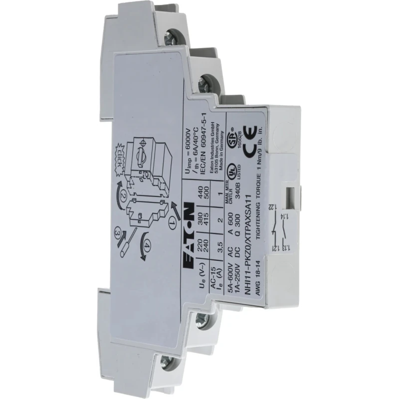 Eaton Auxiliary Contact 2 Contact 1 NO/1 NC Top Mount 3.5 A AC 220 V DC 500 V AC 072896 NHI11-PKZ0