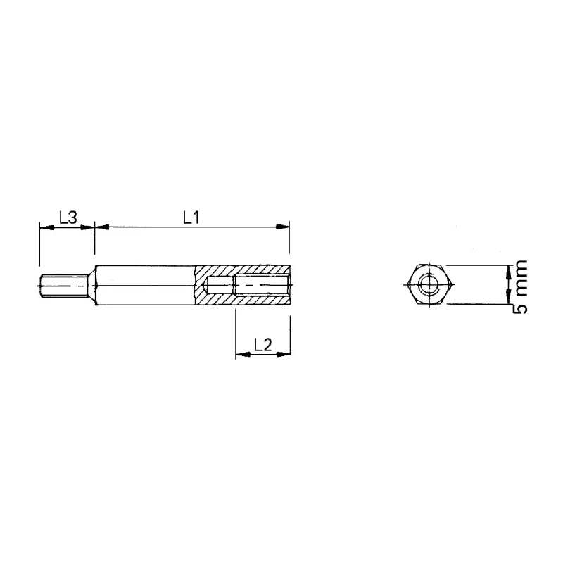 Essentra Brass Hexagonal Body Standoff, 5 mm Length, M3 Thread HTSB-M3-05-5-2