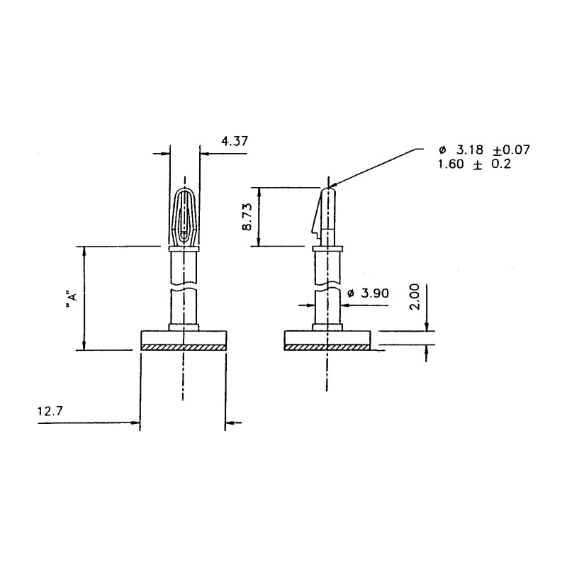 Essentra Nylon PCB Support with 12.7 mm Height, 19.8 mm Overall Height, 3.18 mm PCB Hole Diameter LCBSBM-08-01A-RT