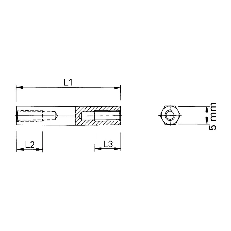 Essentra Threaded Standoff Female/Female Hex Brass M3 Thread Size 20mm Length HTSB-M3-20-5-1
