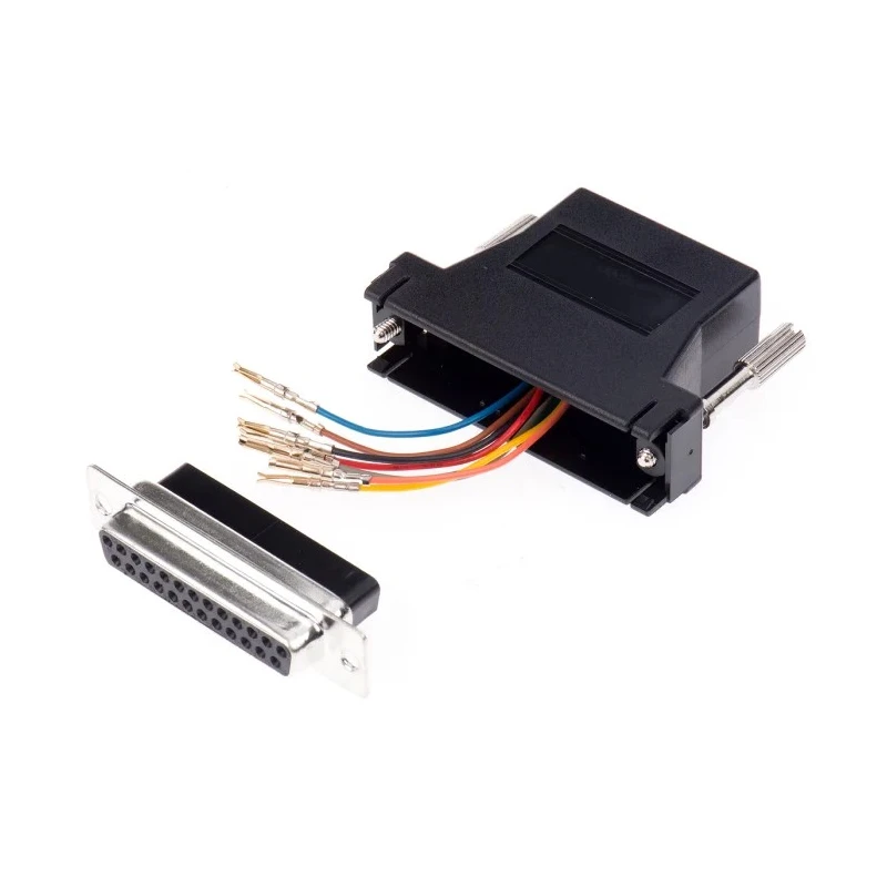 RS PRO 25-Way D-Sub to Female Female RJ45 D-Sub Adapter Press Fit Straight 15mm 818-722