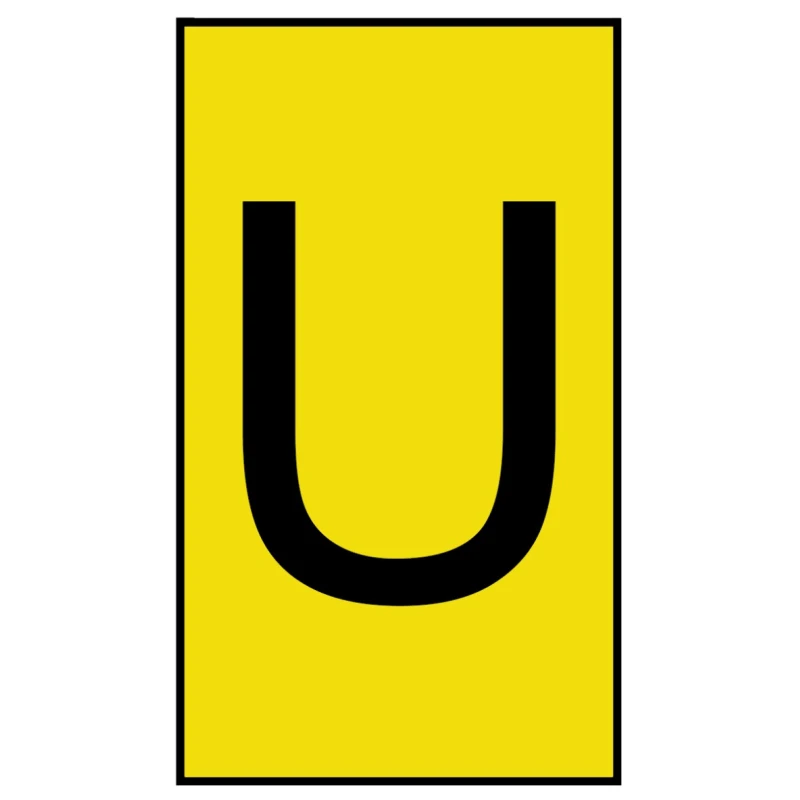 HellermannTyton Ovalgrip Slide-On Cable Marker, Black, Pre-Printed "U", Yellow Marker, 901-10165