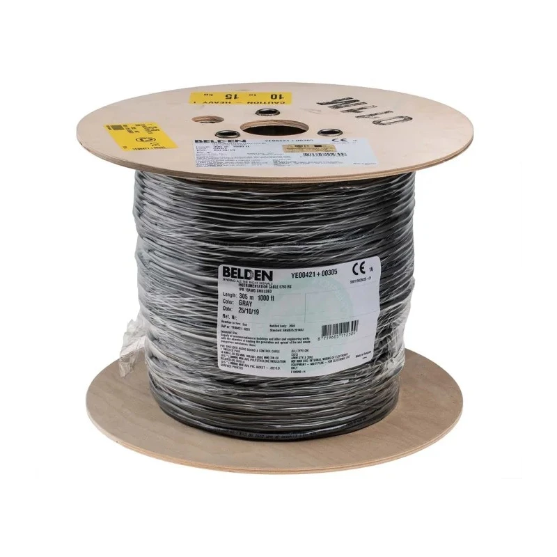 Belden Single Twisted Pair Overall Shielded Instrument Cable, Screened, 304 m Length, Tin Copper Wire Conductor YE00421