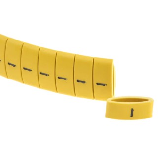 HellermannTyton HO85 Slide-On Cable Marker, Black Pre-Printed "-" Legend, Yellow Polyolefin, 6 mm Maximum Cable 901-10181