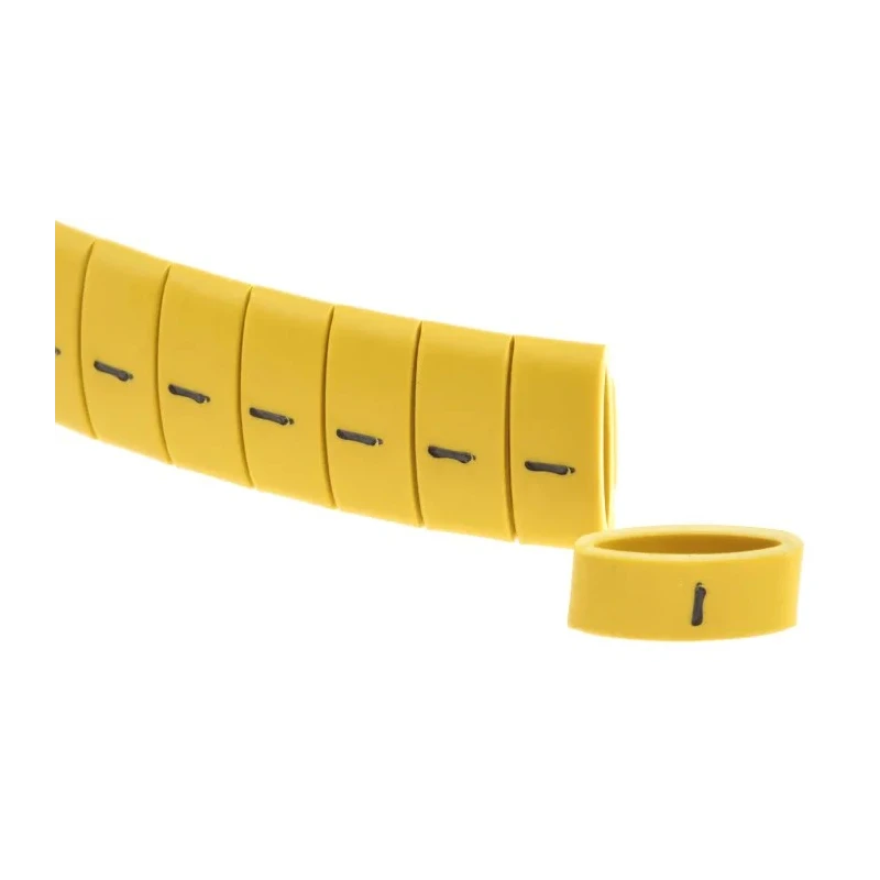 HellermannTyton HO85 Slide-On Cable Marker, Black Pre-Printed "-" Legend, Yellow Polyolefin, 6 mm Maximum Cable 901-10181