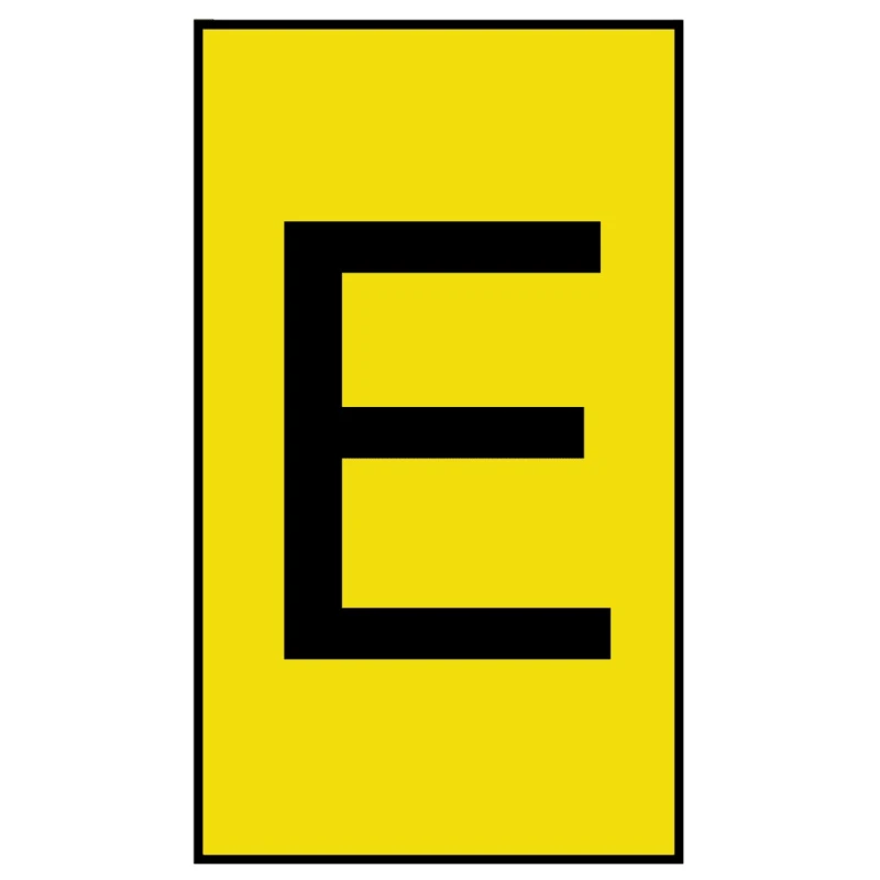 HellermannTyton Ovalgrip Slide-On Cable Marker, Pre-Printed "E", Yellow Polyolefin, Fits 2.5 mm to 6 mm Cable, 901-10187