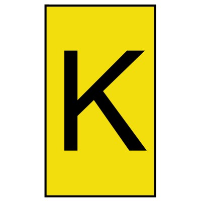 HellermannTyton Ovalgrip Slide-On Cable Marker, Black Legend "K", Yellow Marker Colour, Polyolefin Material, 2.5 901-10193