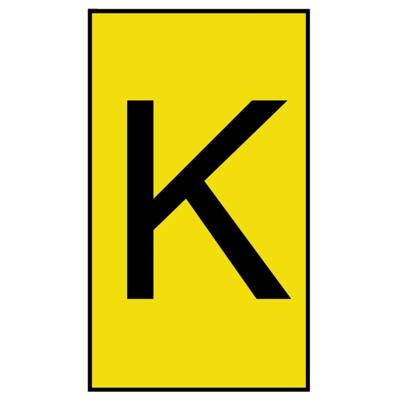 HellermannTyton Ovalgrip Slide-On Cable Marker, Black Legend "K", Yellow Marker Colour, Polyolefin Material, 2.5 901-10193