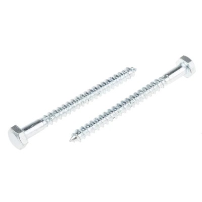RS PRO Hex Coach Screw Steel Bright Zinc M12 x 70 mm x 12 mm 824-935