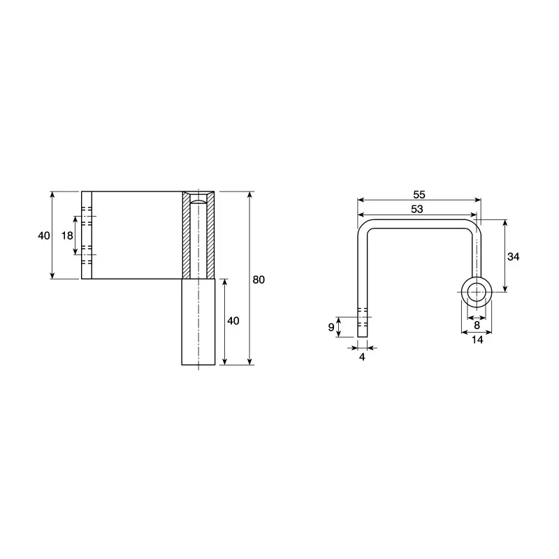 Steinbach & Vollman Steel Concealed Hinge with Fixed Pin 80mm x 55mm x 4mm 825-871