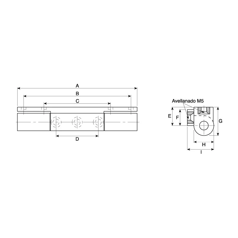 Steinbach & Vollman Anodised Aluminium Pin Barrel Hinge with Fixed Pin, Screw Fixing, 70mm x 19mm x 16mm 825-865