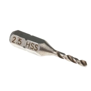 RS PRO High Speed Steel Drill Bit 2.5 mm Hex Shank 6.3 mm Helical 2 Flutes Germany 828-195