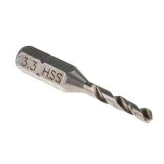 RS PRO High-Speed Steel Drill Bit 3.3 mm Hex Shank Blue Stream Tempered 50mm Drilling Length 828-202