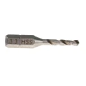 RS PRO High-Speed Steel Drill Bit 3.3 mm Hex Shank Blue Stream Tempered 50mm Drilling Length 828-202