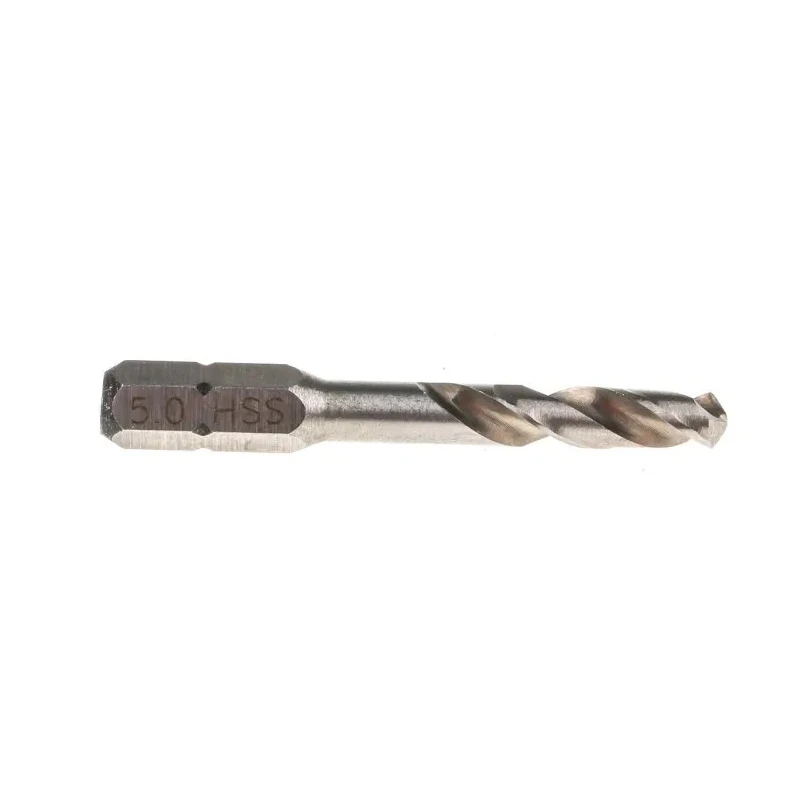 RS PRO Drill Bit HSS 5 mm, Hex Shank 6.3 mm, 2 Flute Helical 828-224