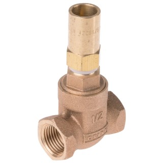 RS PRO Bronze Gate Valve 1/2 in Inlet Female 1/2 in Outlet Female 20 bar Rated Non Rising Stem 282-0806
