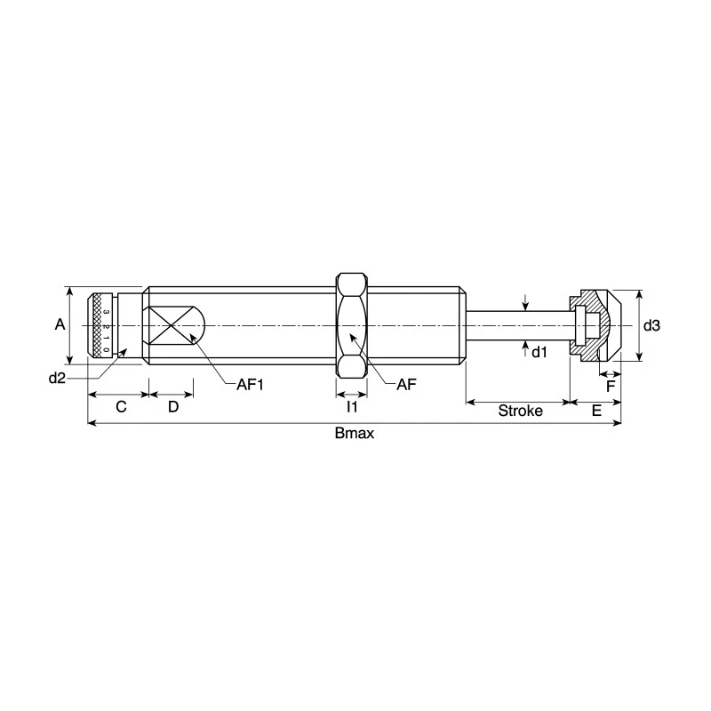 ACE Shock Absorber M20 x 1.5 Thread Size, 88 mm Length, 18.5 mm Stroke, 118 mm Overall Length MA225EUM