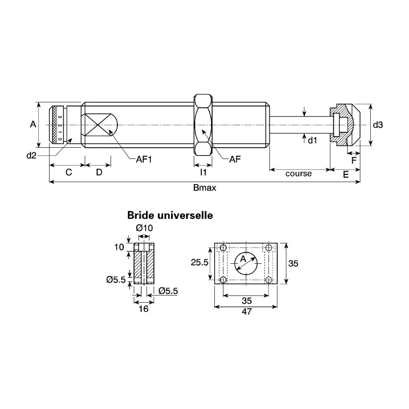 ACE Shock Absorber M25 x 1.5 Thread Size, 106.6 mm Body Length, 25 mm Stroke Length, 143 mm Overall Length MA600EUM