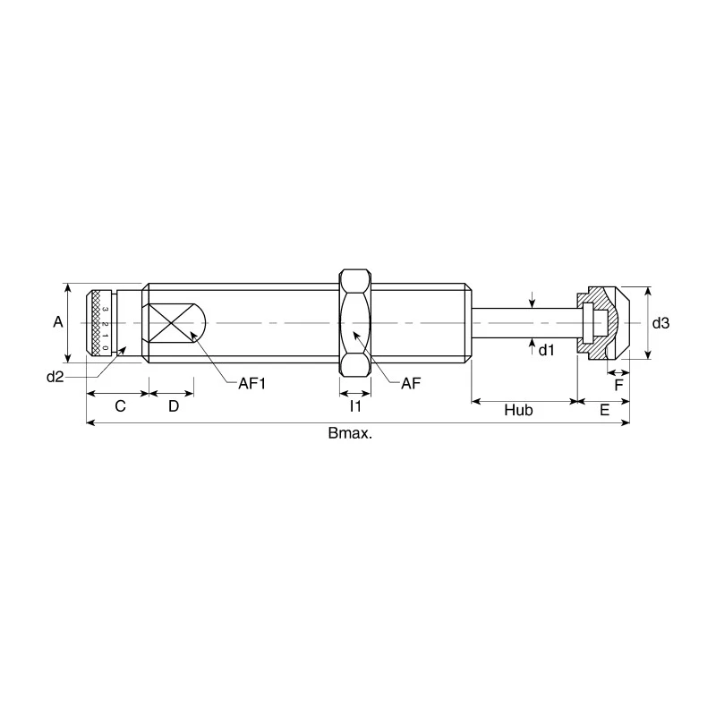 ACE Shock Absorber M25 x 1.5 Thread Size, 106.6 mm Body Length, 25 mm Stroke Length, 143 mm Overall Length MA600EUM