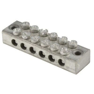 RS PRO 6-Way Double Screw Earth Terminal Block, 0mm², 16 mm², 16AWG Wire, Screw Termination, Brass Housing 283-0768