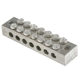 RS PRO 7-Way Double Screw Earth Terminal Block, 0mm², 16 mm², 16AWG Wire, Screw Termination, Brass Housing 283-0774