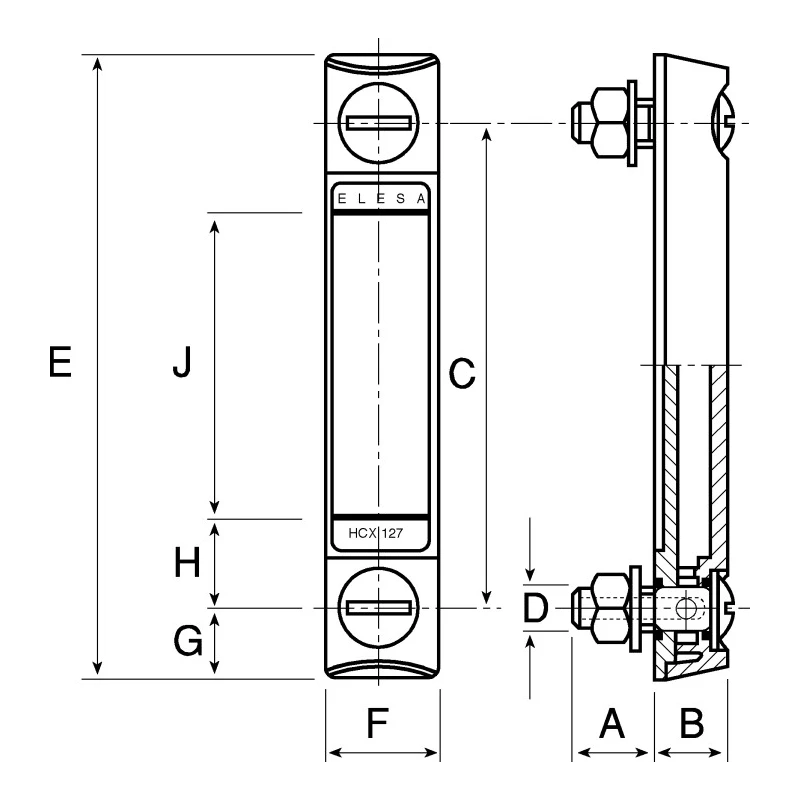 Elesa Liquid Level Indicator Metric Thread M10 Polyamide Housing 40mm Scale Length 2 Bar Pressure 11341