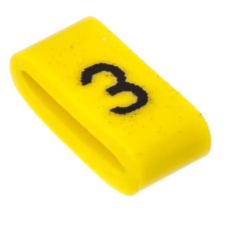 HellermannTyton Ovalgrip Slide-On Pre-Printed Cable Marker, Black Legend "3", Yellow Marker Colour, Fits 2.5-6 mm 901-10481