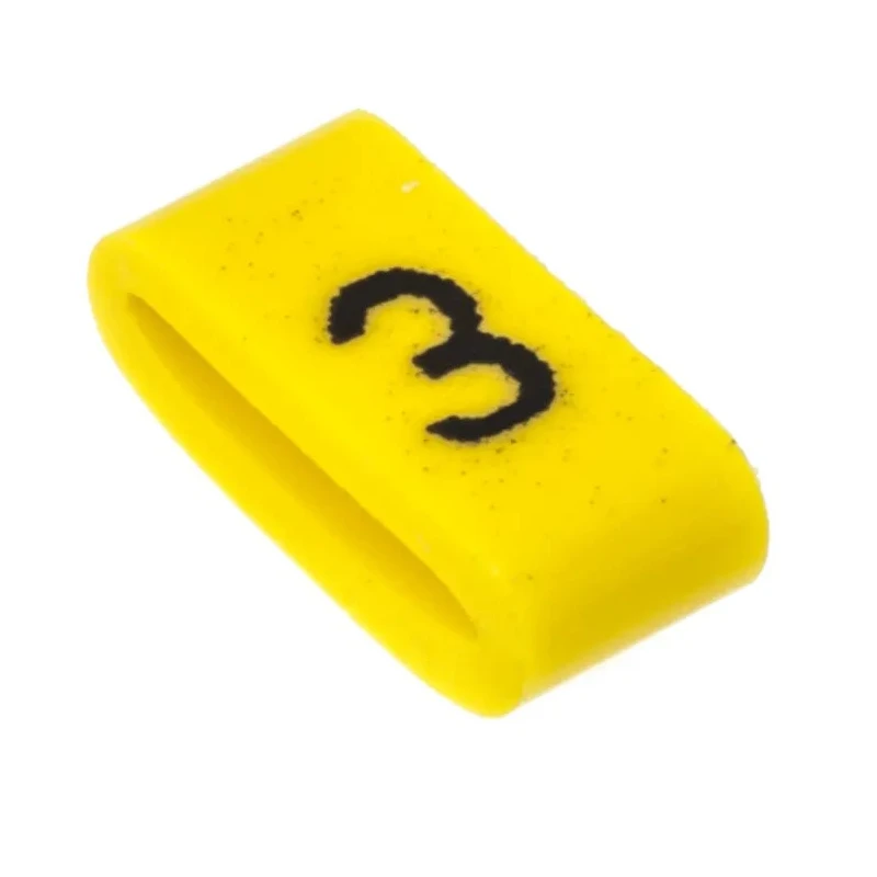 HellermannTyton Ovalgrip Slide-On Pre-Printed Cable Marker, Black Legend "3", Yellow Marker Colour, Fits 2.5-6 mm 901-10481
