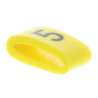 HellermannTyton Ovalgrip Slide-On Pre-Printed Cable Marker Black Legend "5", Yellow PVC, 2.5–6 mm Cable Diameter 901-10483