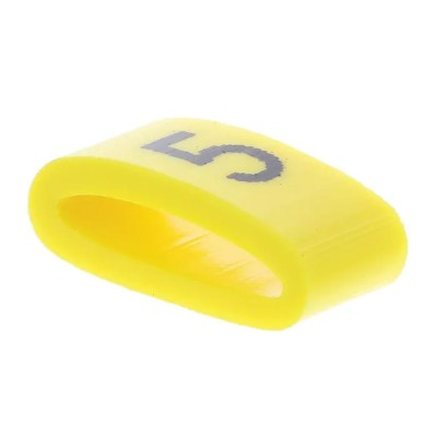 HellermannTyton Ovalgrip Slide-On Pre-Printed Cable Marker Black Legend "5", Yellow PVC, 2.5–6 mm Cable Diameter 901-10483