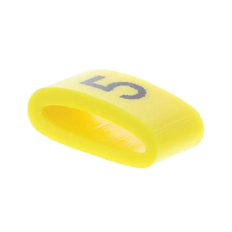 HellermannTyton Ovalgrip Slide-On Pre-Printed Cable Marker Black Legend "5", Yellow PVC, 2.5–6 mm Cable Diameter 901-10483