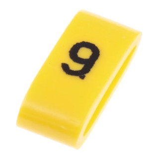 HellermannTyton Ovalgrip Slide-On Cable Marker, Black Legend, Yellow Marker, Pre-Printed "9", 6 mm Max Cable 901-10487