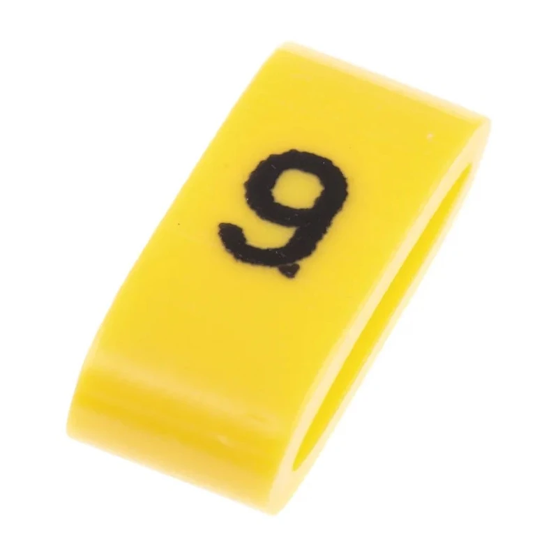 HellermannTyton Ovalgrip Slide-On Cable Marker, Black Legend, Yellow Marker, Pre-Printed "9", 6 mm Max Cable 901-10487
