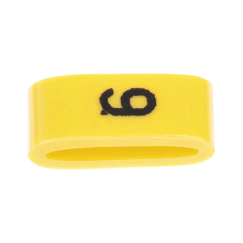 HellermannTyton Ovalgrip Slide-On Cable Marker, Black Legend, Yellow Marker, Pre-Printed "9", 6 mm Max Cable 901-10487
