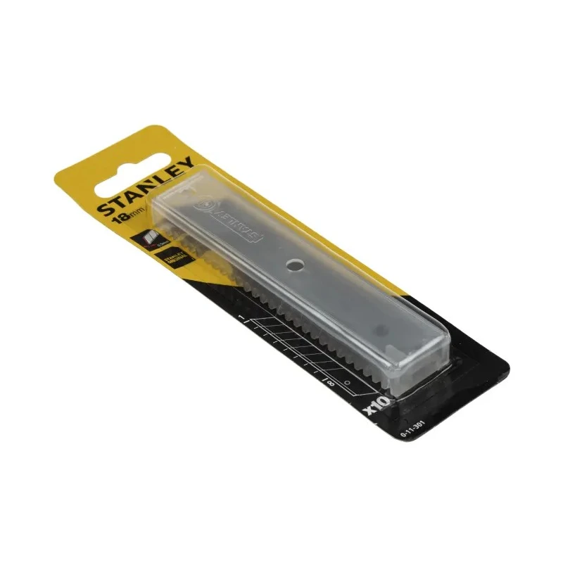 Stanley Flat Snap-Off Blade, 18 mm Blade Width, 7 Breakable Segments, 10 Pieces 0-11-301