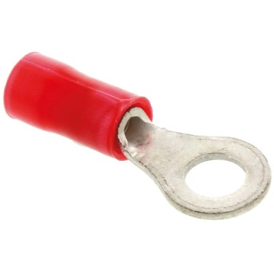 RS PRO PLASTI-GRIP Insulated Crimp Ring Terminal M4 Stud Size 22 AWG 16 AWG Wire Size Red 34148