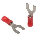 TE Connectivity PLASTI-GRIP Insulated Fork Terminal 22 AWG to 16 AWG M4 Stud Size Vinyl Red 34155