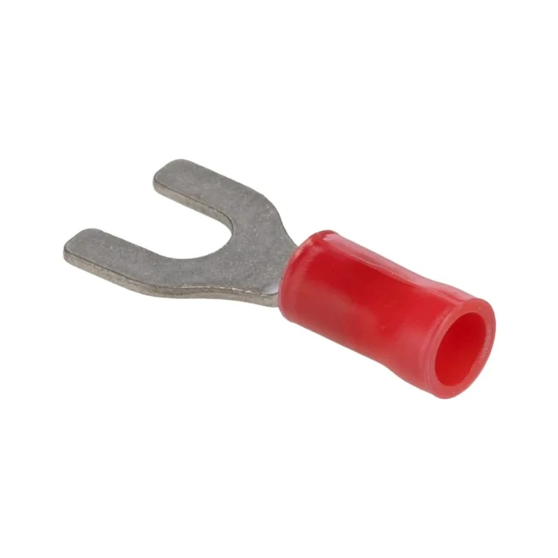 TE Connectivity PLASTI-GRIP Insulated Fork Terminal 22 AWG to 16 AWG M4 Stud Size Vinyl Red 34155