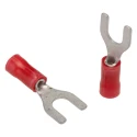 TE Connectivity PLASTI-GRIP Insulated Fork Terminal, 22 AWG to 16 AWG, M5 Stud Size Vinyl Red 34156