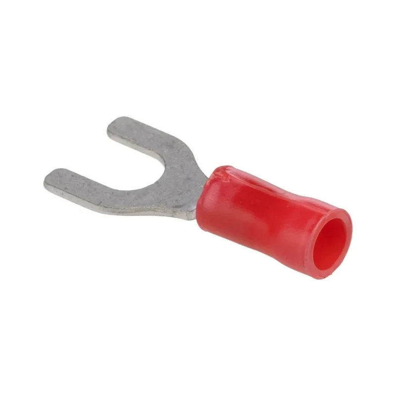 TE Connectivity PLASTI-GRIP Insulated Fork Terminal, 22 AWG to 16 AWG, M5 Stud Size Vinyl Red 34156