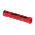 TE Connectivity PLASTI-GRIP Butt Splice Connector, Red, Insulated Vinyl, Tin-Plated Copper, 16 AWG, 27.33mm Length 34070