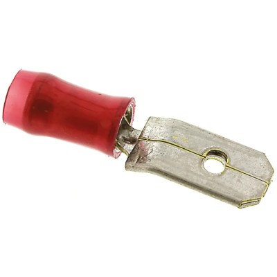 RS PRO Insulated Male Spade Connector PIDG FASTON .250, Crimp, Red, 5.14 mm², 20 AWG to 17 AWG 140896-2